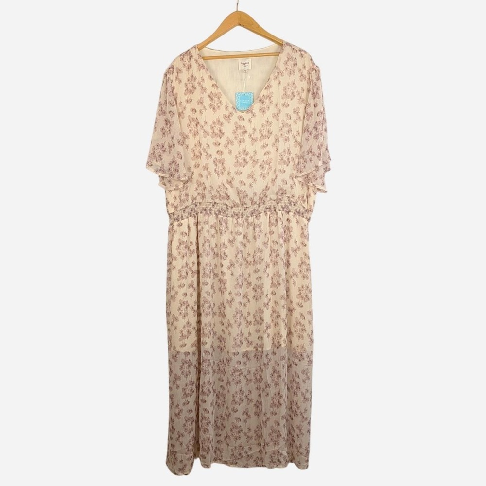 Hayden LA Floral Smocked Maxi Dress Flutter Sleeve 3XL NWT